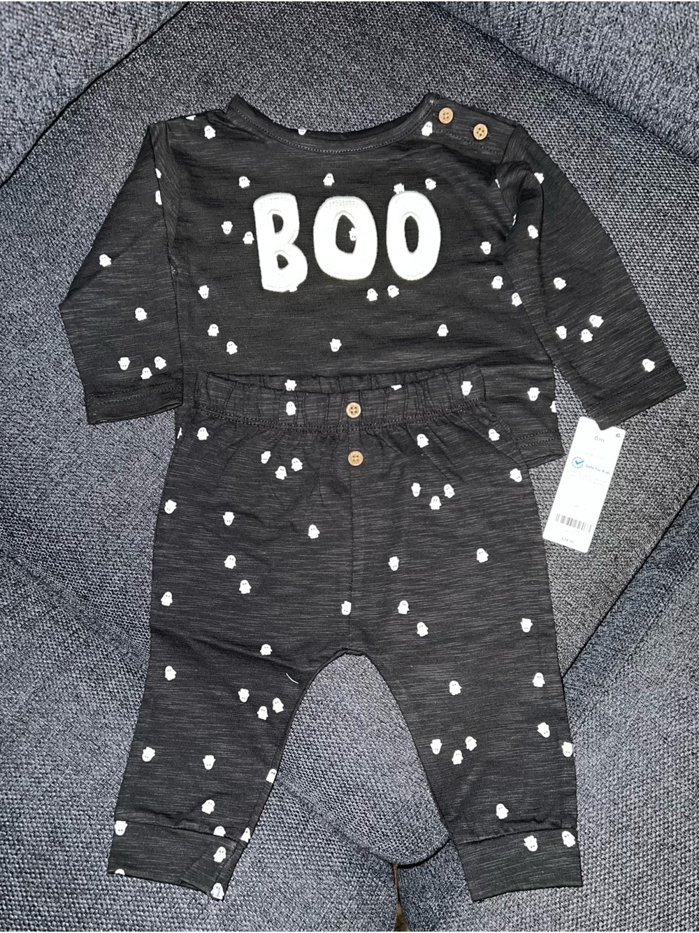 BOO Black Baby 2 Piece Set - Cute Ghost Print